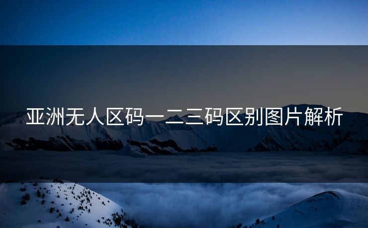亚洲无人区码一二三码区别图片解析