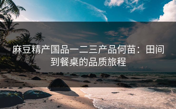 麻豆精产国品一二三产品何苗：田间到餐桌的品质旅程