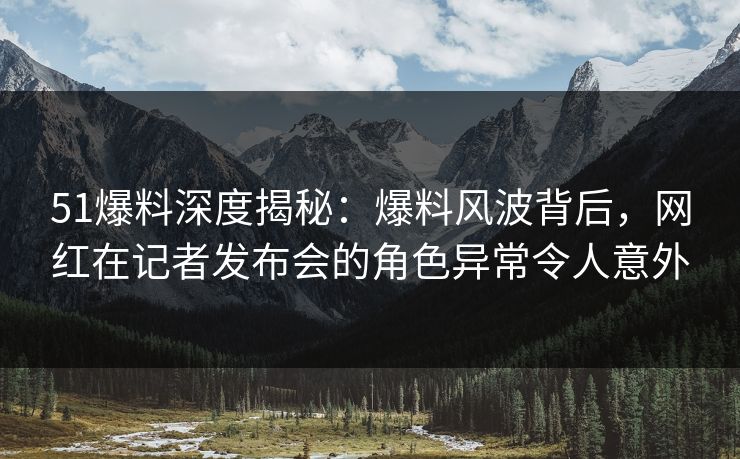 51爆料深度揭秘：爆料风波背后，网红在记者发布会的角色异常令人意外