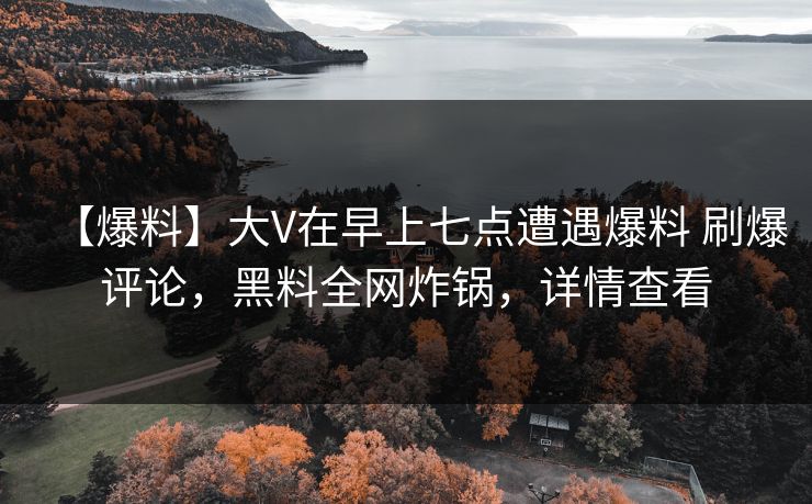【爆料】大V在早上七点遭遇爆料 刷爆评论，黑料全网炸锅，详情查看
