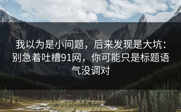 我以为是小问题，后来发现是大坑：别急着吐槽91网，你可能只是标题语气没调对