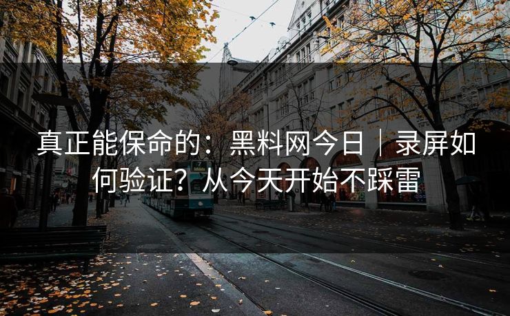 真正能保命的：黑料网今日｜录屏如何验证？从今天开始不踩雷